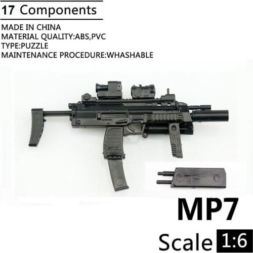1:6 MP7 Submachine Gun Double Form Plastic Assembled Firearm Puzzle Model For 1/6 Soldiers Military Weapons