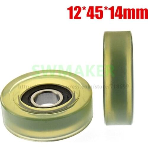 1pcs 12*45*14mm 6001RS coating, polyurethane roller, plane press wheel, silent transmission, rolling pulley
