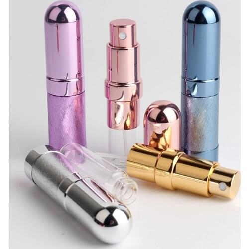 1Pieces 5ml Can Be Filled With Portable Mini Perfume Bottle Atomizer Spray And Traveler Colorful Aluminum Empty Glass Liner