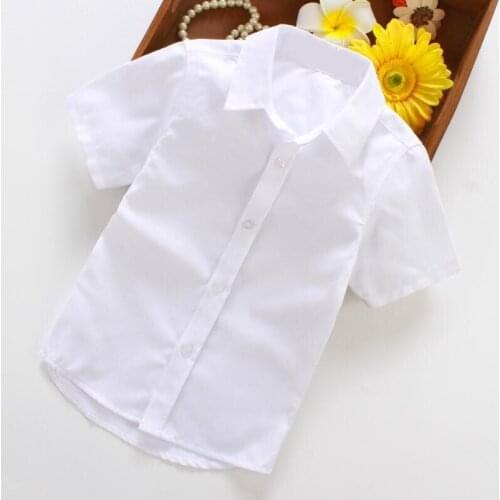 2019 Summer Baby Toddler Clothes School Boys Shirts White Short Sleeve Turn-down Collar Kids Tops School Shirt For Boys Children