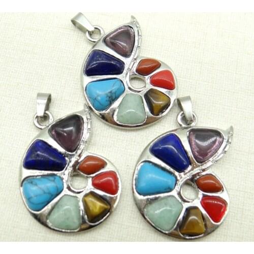 2020 Hot Sale Natural Stone Quartz Crystal Pendant Yoga Choker Reiki 7 Chakra For Diy Jewelry making necklace 6pcs