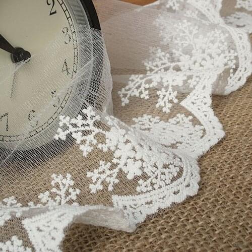 High quality 10cm snowflake simple gauze embroidery lace dress design materials DIY