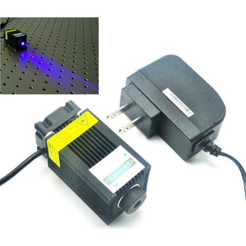 33mm*50mm 1000mW 450nm 1W Blue Laser Module Focus Dot Stage Lights Engraving w 12V AC Adapter