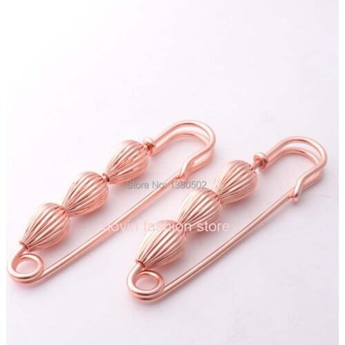 5pcs/lot 76*15mm top Grade Exquisite Rose gold Color metal large Safety Pins Brooch Decoration pins for Women