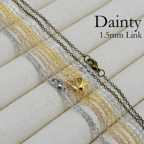 50 Pcs - 1.5mm Dainty Necklace, Super Thin Necklace, Dainty Chain Necklace, Fine Necklace Choker Silver Plated Rose Gold Bronze