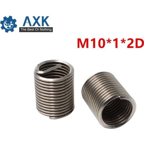 50pcs M10*1*2D Wire Thread Insert Stainless Steel 304 Wire Screw Sleeve, M10 Screw Bushing Helicoil Wire Thread Repair Inserts