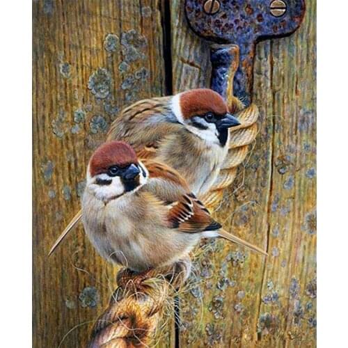 5D DIY Full Square/ Round Diamond Painting Sparrow Embroidery Animal Bird Mosaic Picture Of Rhinestones Home Decor XN193