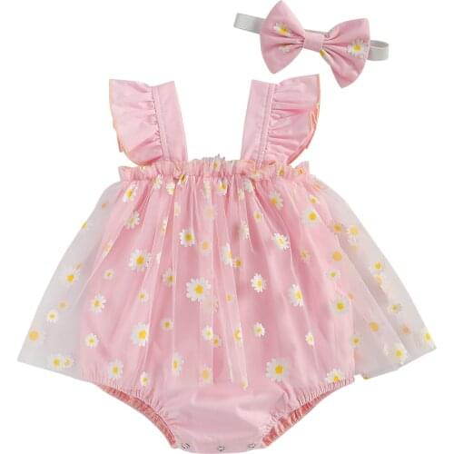 0-18M Newborn Kid baby Girl Clothes Toddler Baby Flower Printing Two-pieces Set Sleeveless Bodysuit New born Cotton Outfit