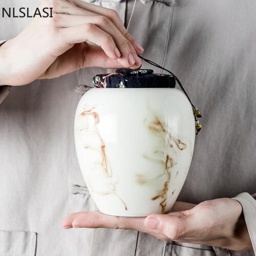 Large capacity Ceramic Jar Portable Sealed Porcelain Tea Caddy Travel Storage Tea Box Powder Coffee canister Candy Containers