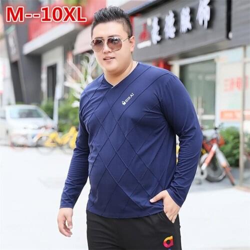 Big large size 10XL 8XL 6XL 5XL 4XL New spring Long Sleeve T Shirt Men Vintage Slim Fit Cotton Shirts Men Plus Size Tops