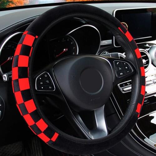LEEPEE Plush Fabric Auto Decoration Car Steering Wheel Cover Auto Steering Covers Diameter 38cm Car Accessories Universal
