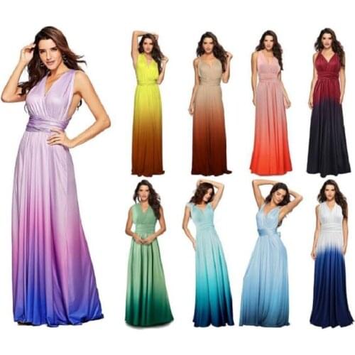 New12-20yrs Gradient Teenager Multi-Pattern Cross-Back Sexy Bandage Gradient Long Dress For Girl Graduation Party clothes