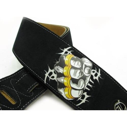 YUEKO Double-Layer Cowhide High Quality Durable F-P201 Widened Length Adjustable Fist Pattern For Folk/Bass Guitar Strap Accesso