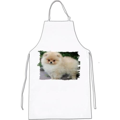 MERCHANDMANIA apron dog POMERANIA very MONO home kitchen cooking white polyester fiber custom offer