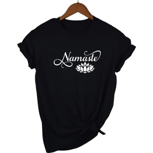 Namaste Graphic Tshirt Women 2020 Short Sleeve Cotton T Shirts Women Black Femme T-shirts Tops White Camisetas Mujer