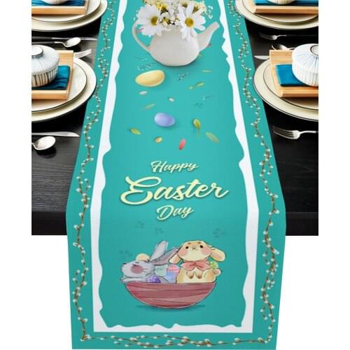 Happy Easter Bunny Egg Table Runner Home Kitchen Table Decoration Tablecloth and Placemats Wedding Table Runner