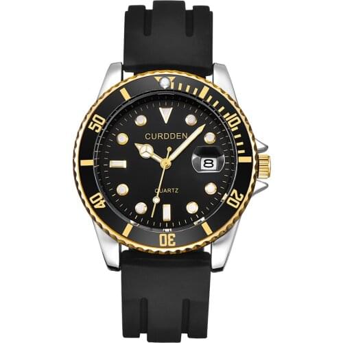 Famous Brand CURDDEN Fashion Luxury Watches Men Silicone Band Casual Calendar Quartz Wristwatches Montres de Marque de Luxe 2018