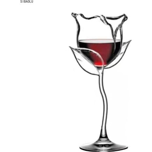 Fancy Red Wine Goblet Wine Cocktail Glasses 100ml Rose Flower Shape Wine Glass Party Barware Drinkware