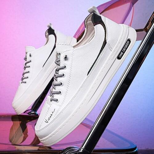 Designer White Casual Shoes Men ion High Quality Leather Sneakers Street Outdoor Shoes Band Designers Mens Shoes Leisure Lace-up