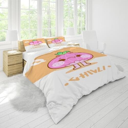 Bedding Set Quilt Cover Household Cartoon Fruit Printing Childrens Bedroom Bed Big Bedspread Design Pillow Case Customization