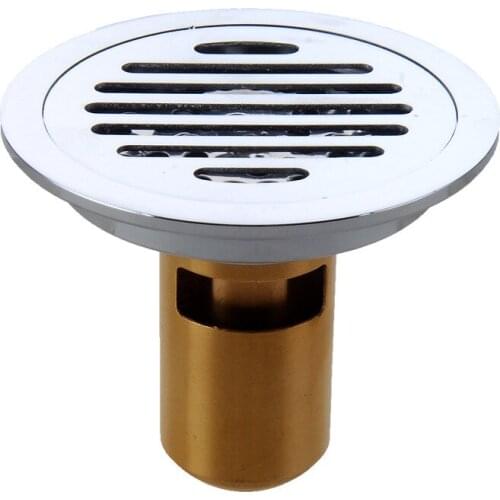 Round Chrome Floor Drains 10cm Shower Drain Brass Floor Drain Trap Waste Grate With Hair Strainer Bathroom Shower Accessories