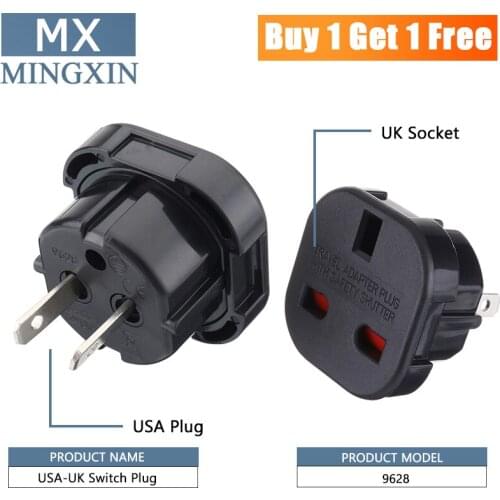Buy one get one free UNITED KINGDOM US UA Travel AC Plug Plug Adapter Converter Black White Power Outlet Adapter