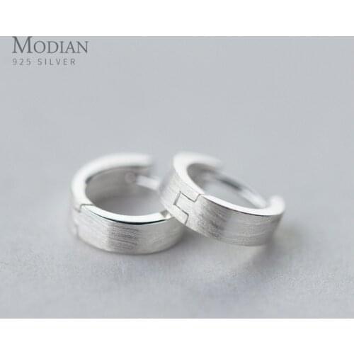 Modian Fashion Round Circle Hoop Earrings For Women 925 Sterling Silver Vintage Scrub Hoops Ear Female Jewelry Charm Bijoux