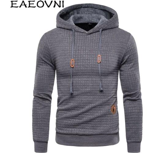 EAEOVNI Autumn Winter Mens Hoodie Solid Color Hooded Sweatshirt Long Sleeve Mens Pullover Top Slim Sweater Hoodies for Men