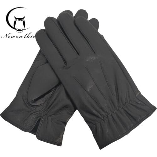 100% imported mens sheepskin gloves, Leather Driving outdoor warm gloves, soft and comfortabletouch screen