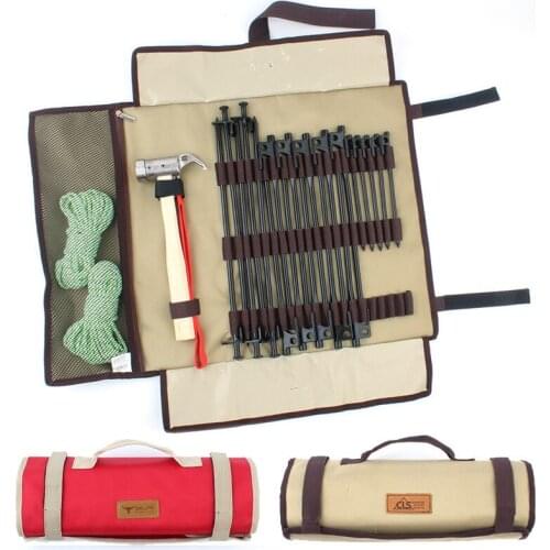 Strong Canvas Tent Nail Storage Bag Tent Stakes Pegs Pouch Holder Case (Case only, Rope Stakes Not Included)