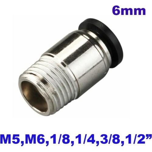 10pcs a lot 6mm M5 1/8 1/4 3/8 1/2 inch BSP straight pneumatic pu hose tube air valve fitting POC Round solenoid valve connector
