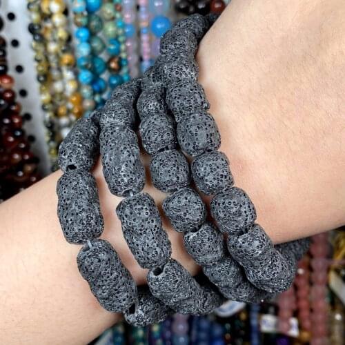 Dull Polish Natural Black Volcanic Rock Stone Lava Round Matte Beads For Jewelry Making Diy Bracelet Accessories 15