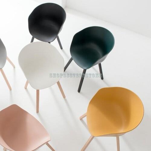Nordic Chair Simple Makeup Computer Desk Chair Plastic Back Leisure Negotiation Solid Wood Cafe Single Dining Chair