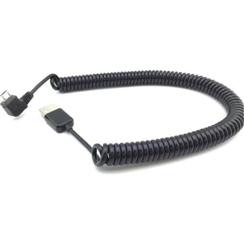 1M 3M 90 Degree Angle Elbow Micro USB Spring Spiral Coiled Retractable Data Charger Charging Cable For Samsung Andriod Phones