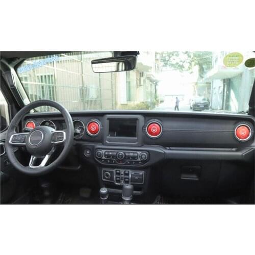 Lapetus Car Styling Dashboard Air Conditioning AC Outlet Vent Circle Cover Trim Metal For Jeep Wrangler JL 2018 2019 2020 Red