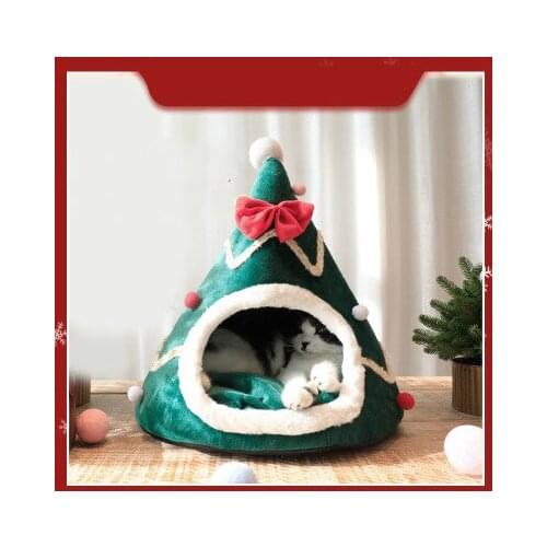 Warm Closed Cat Litter Winter Plush Christmas Cat Litter Deep Sleeping Three-Dimensional Dog Bed Pet Supplies Pet Bed