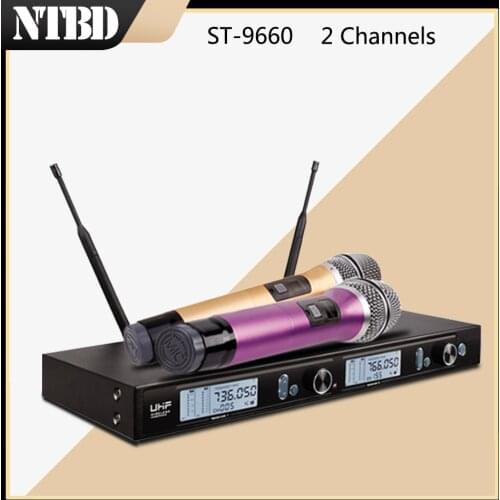 NTBD Party Home KTV Stage Performance Church Speak ST-9660 Professional Wireless Microphone Dynamic Fashion Handheld 2 Channel