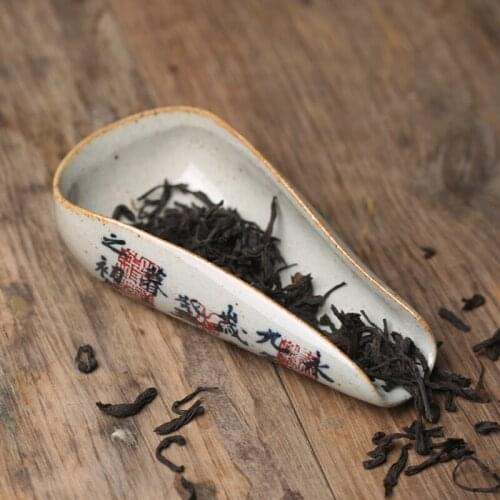 Vintage Chinese Calligraphy Tea Spoon Pottery Cha Ze Tea Set Accessories Tea Ceremony