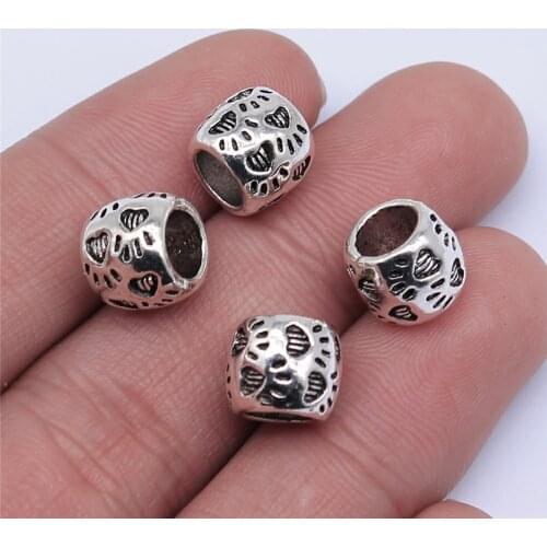 WYSIWYG 10pcs 10x8mm Antique Silver Color Big Hole Spacer Beads For Jewelry Making DIY Jewelry Findings