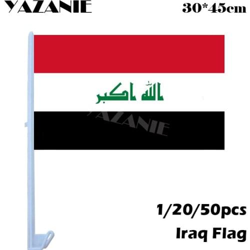 YAZANIE 30*45cm 1/20/50pcs Iraq Car Flags and Banners Outdoor Sports Cotton Hanging Banner Logo Custom Flag Window Car Flag
