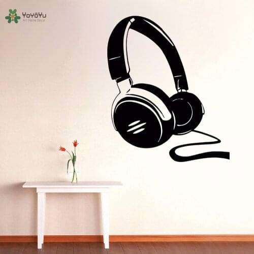YOYOYU Wall Decal Vinyl Art Room Decoration Wall Decals Remobeable DIY Dorm Decor Love Music Headphones Home Decor Mural YO427
