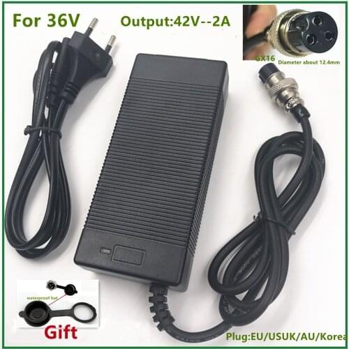 36V Li-ion Lithium Battery Charger Output 42V2A Electric Bike E Scooter Charger XLR3 3 Pins Female Connector
