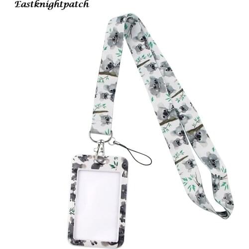 12pcs/lot E2897 Cartoon Koala Necklack Lanyard Key Strap Multifunction Mobile Phone Decoration With Card Holder Cover For Fans