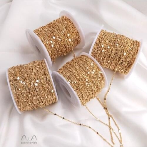 14k gold plated jewelry accessories copper chains 100cm making DIY chain necklace FPPJ