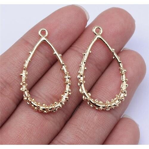 Tristana 20pcs 33x20mm KC Gold Color Water Drop Garland Charms Pendant For Jewelry Making Earring Making Accessories