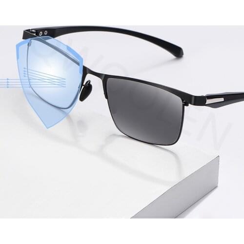 2020 Newest Unisex Reading Glasses Anti Blue Ray Multifocal Progressive Photochromic Hyperopia Glasses Alloy Frame Black +1.5