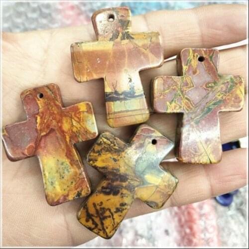 3pcs stone cross pendants nice picaso stone size 15x30mm top fashion for men necklace making