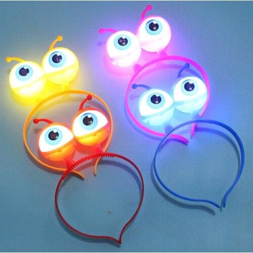 4Pcs/Set Adult Kids insect Eyes Pattern Hair Hoop Luminous LED Light Headband NEW