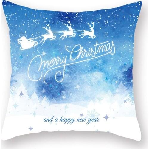45x45cm Christmas Blue Pillow Case Living Room Sofa Cushion Cover Office Car Throw Pillow Case AT97 Dropshipping