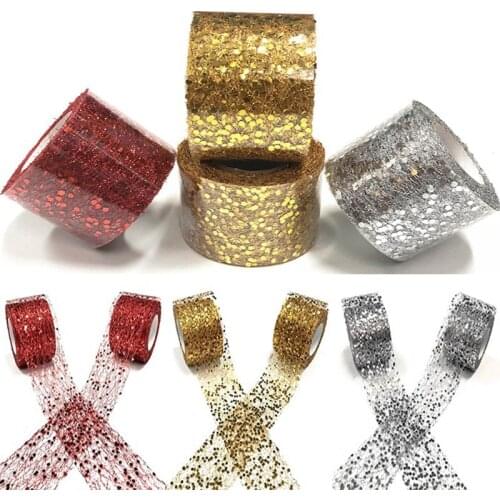5 Cm*10 Yards Glitter Sequin Tulle Roll Fabric DIY Crafts Hairpin Headwear Wedding Party Home Decoration Christmas Village Gifts